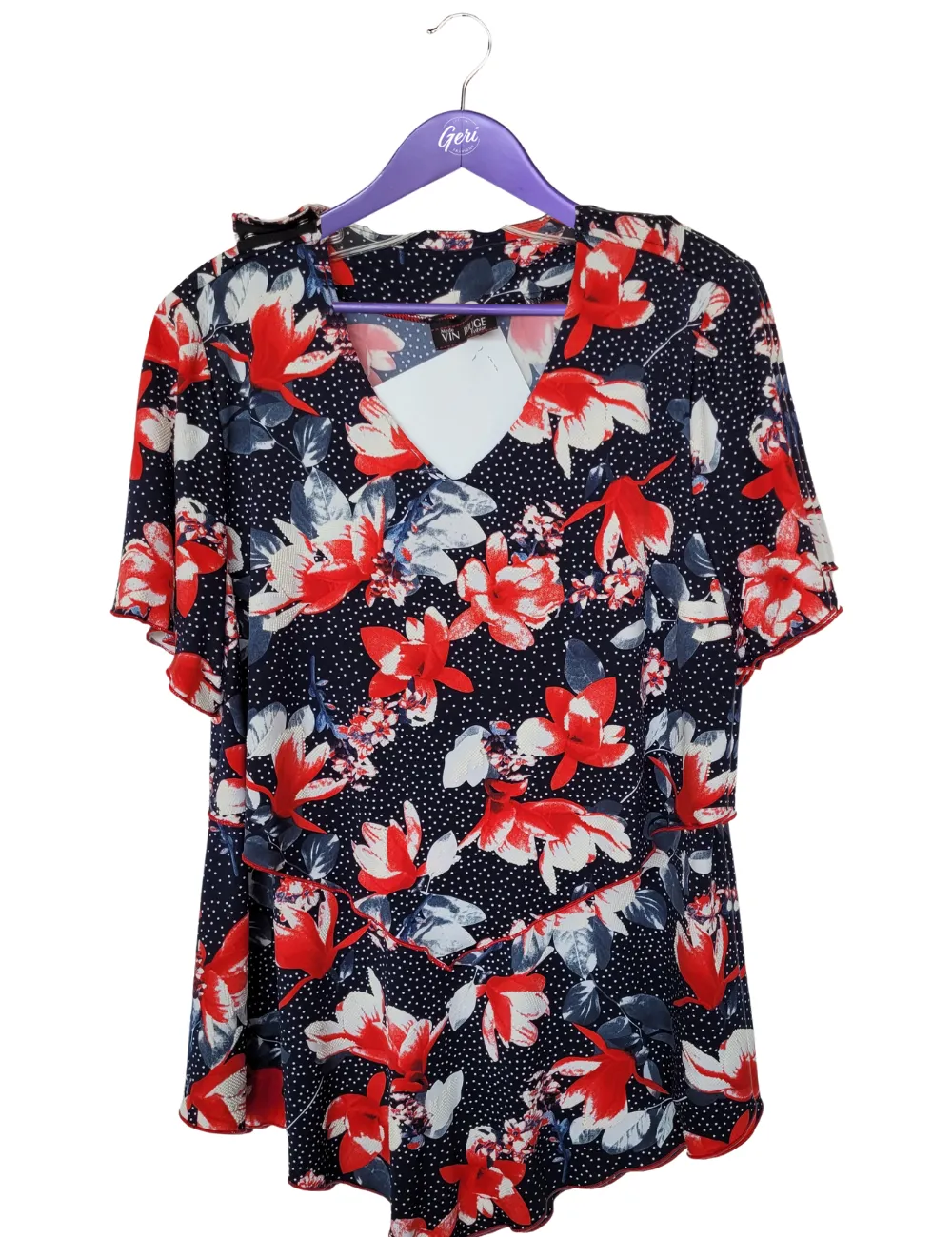 Deborah Adaptive Top - Red & Navy Floral