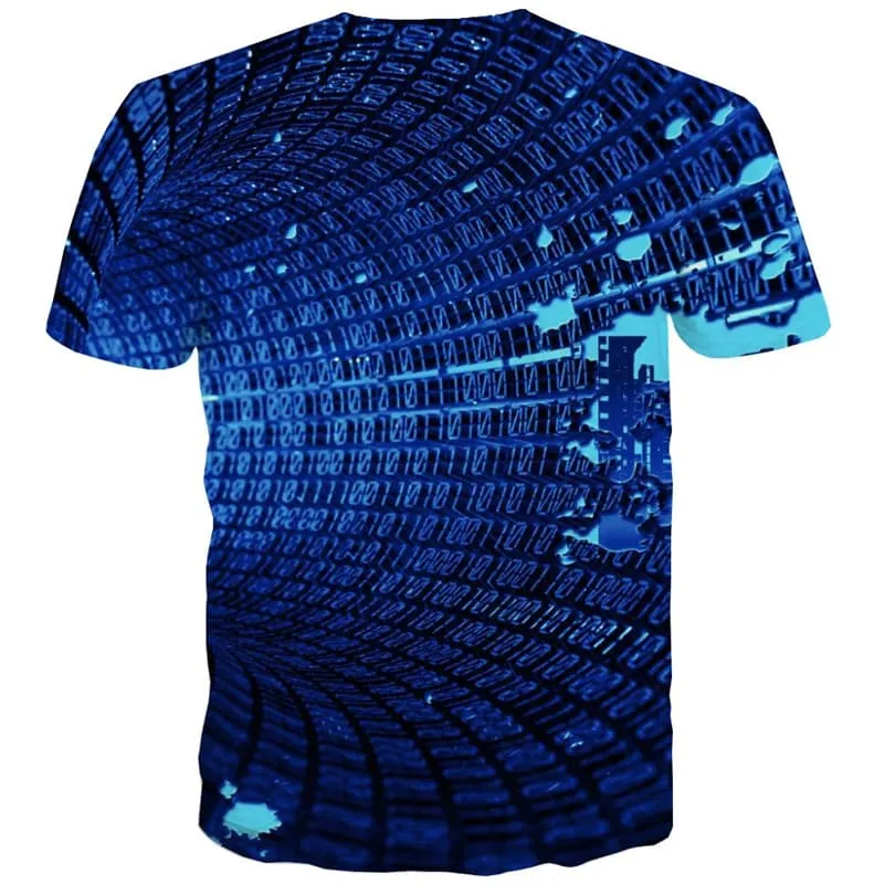 Dizziness T-shirt Men Abstract Tshirts Casual Psychedelic T-shirts Graphic Blue T shirts Funny