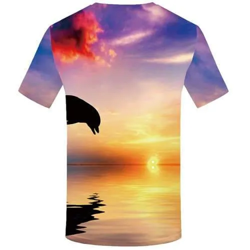 Dolphin T shirts Men Thing Tshirt Anime Nebula Shirt Print Colorful T-shirts Graphic Short Sleeve T shirts Men women Tops O-neck