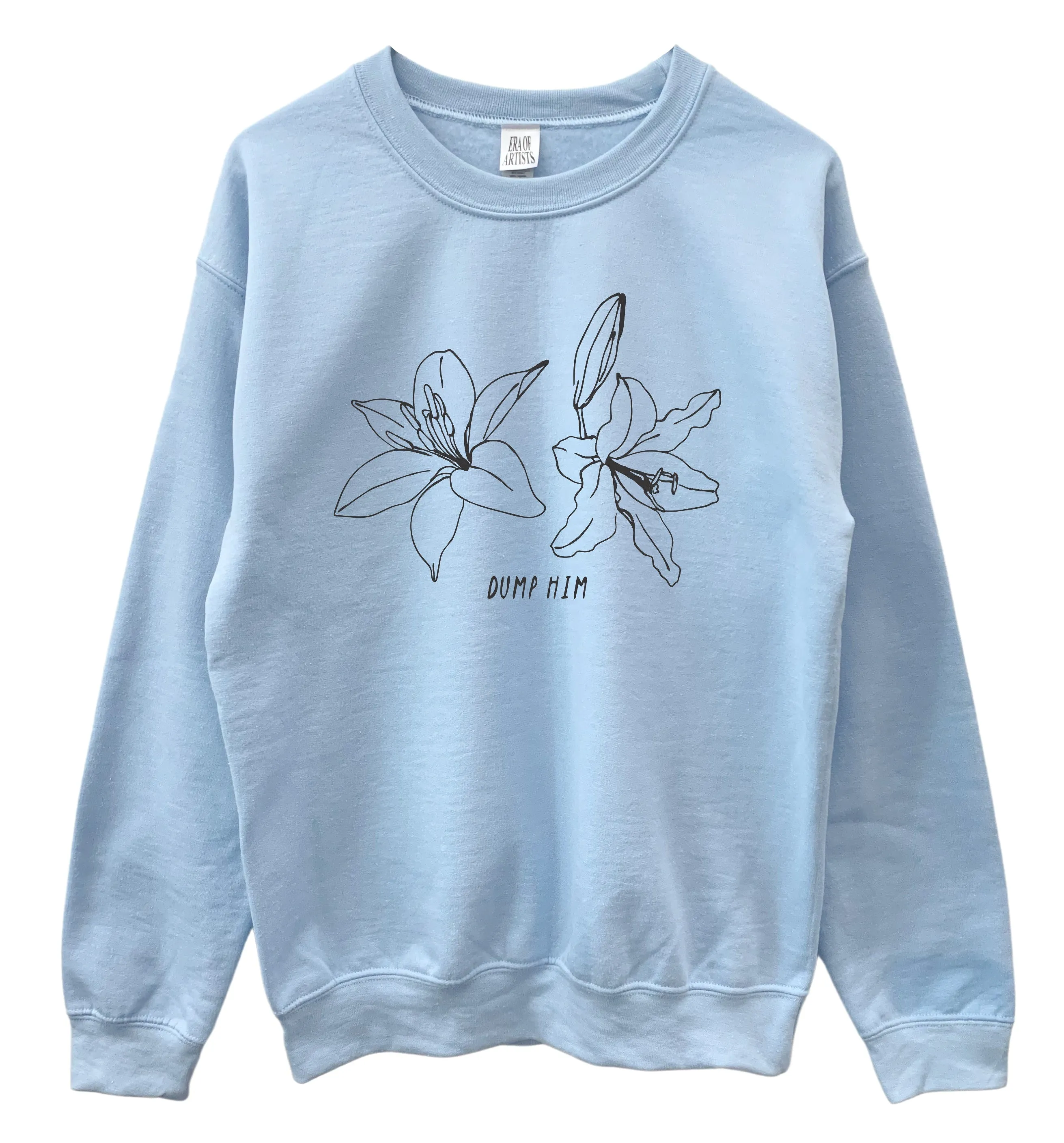 Dump Him Lilies Graphic Light Blue Unisex Crewneck Sweatshirt