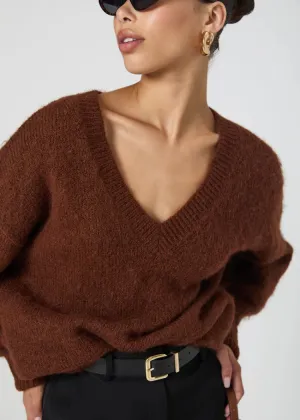 French Connection Fluffy Knit Jumper- Chocolate ***FINAL SALE***