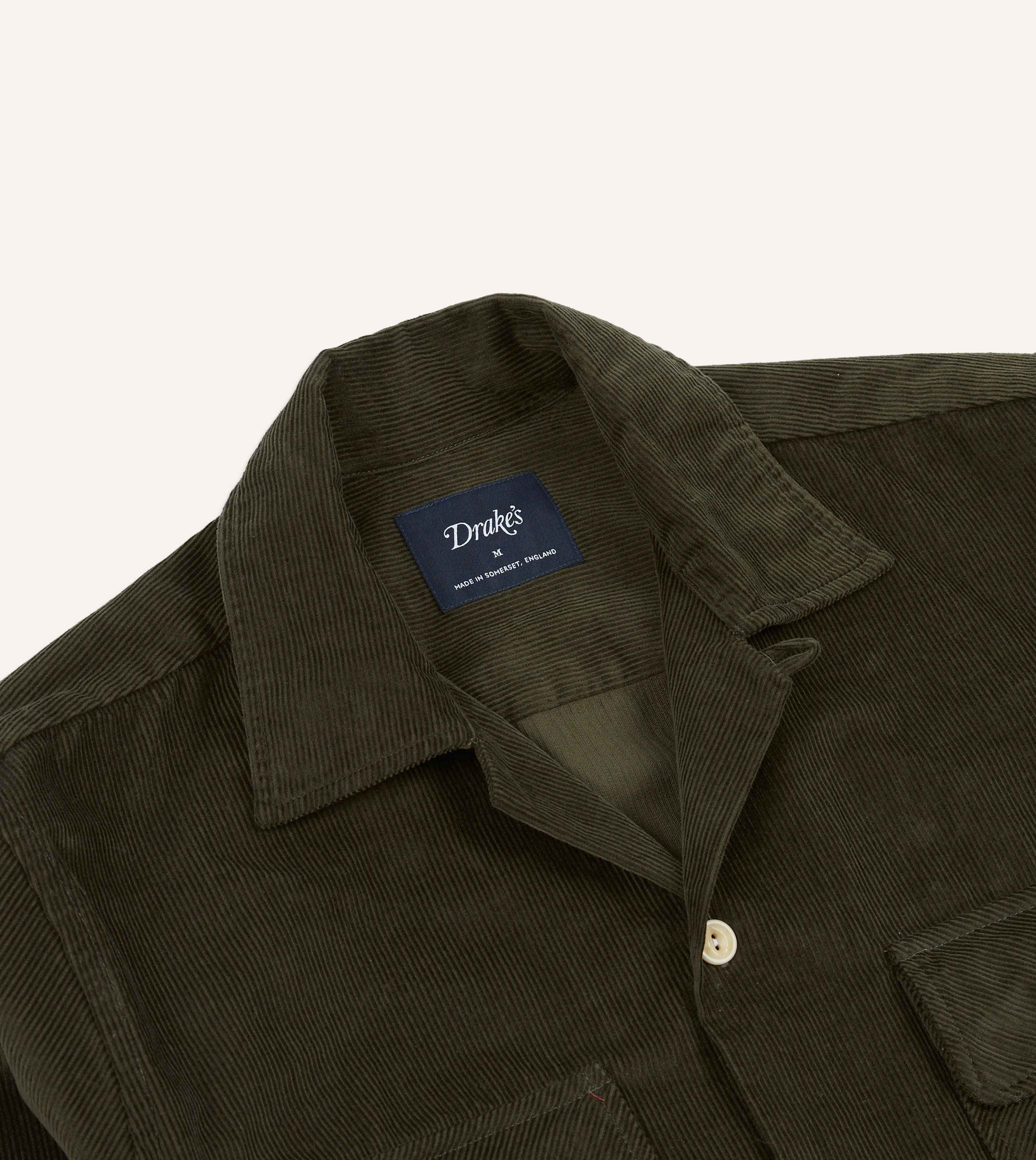 Khaki Corduroy Camp Collar Long Sleeve Shirt