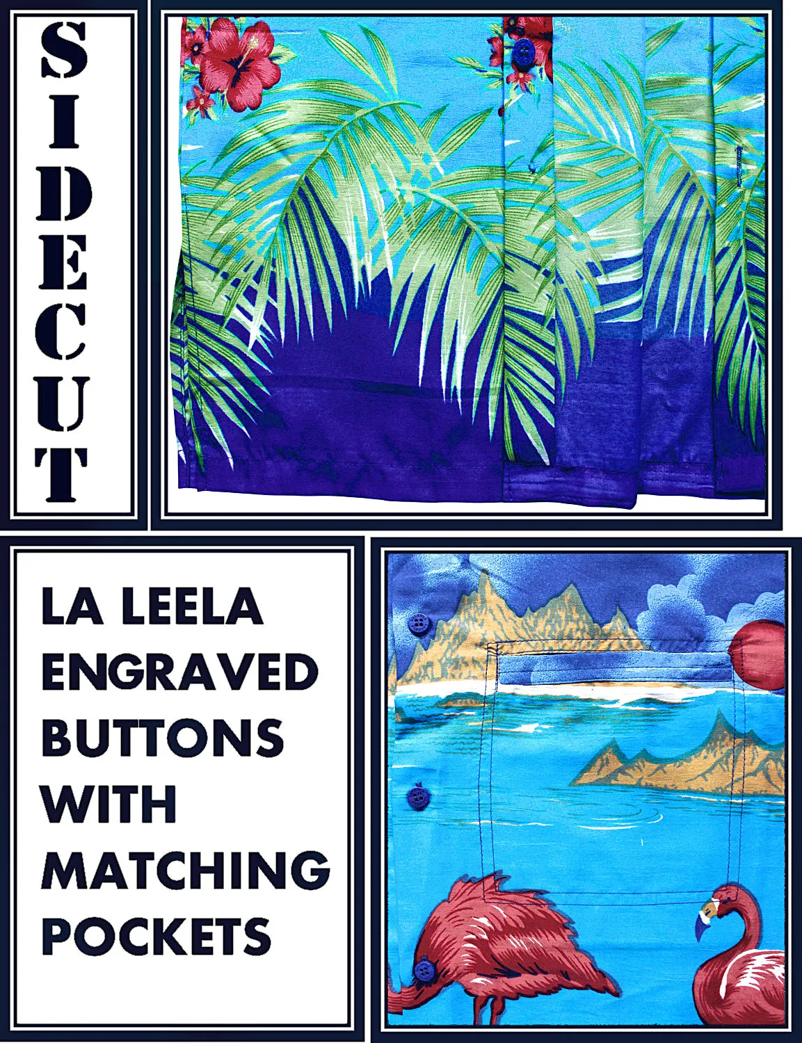 LA LEELA Shirt Casual Button Down Short Sleeve Beach Shirt Men Aloha Pocket shirt Blue_W60