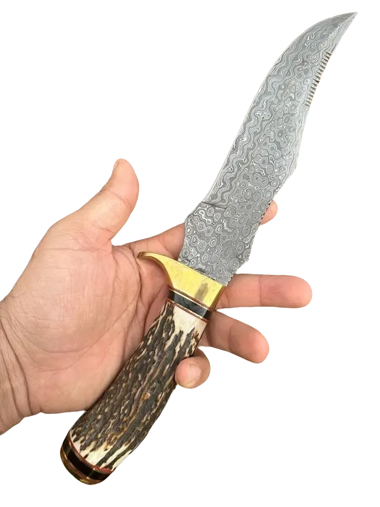 Limited Edition 13" Handcrafted Damascus Steel Outdoor Knife with Stag Handle