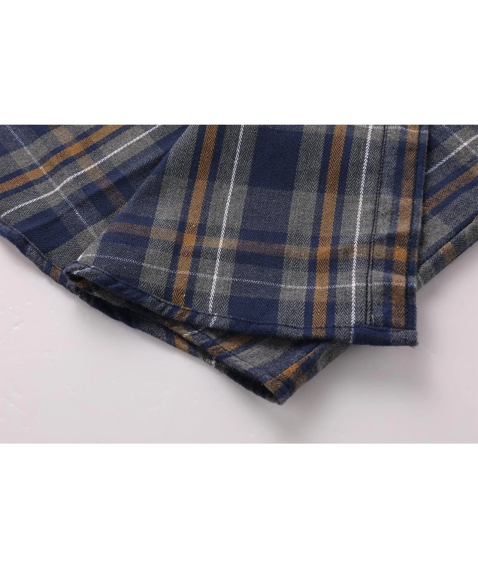 Men's Button Up Flannel Plaid Hoodie-CUMLT01116