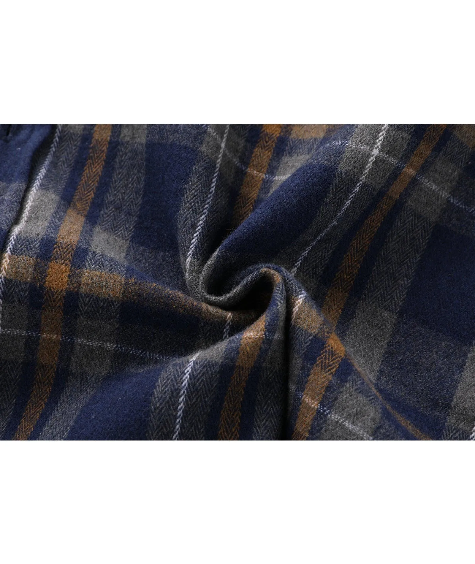 Men's Button Up Flannel Plaid Hoodie-CUMLT01116