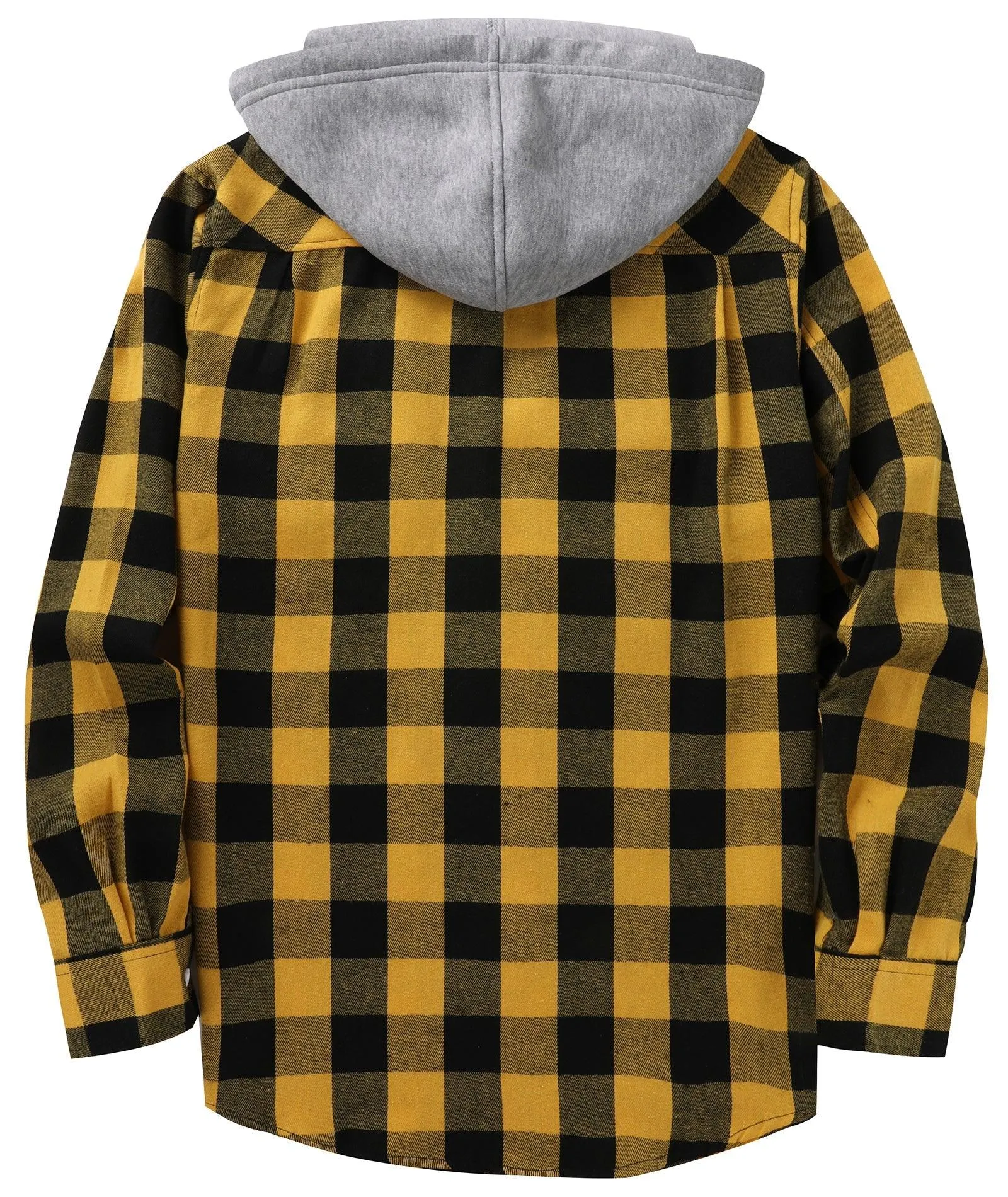 Men's Button Up Flannel Plaid Hoodie-CUMLT01116