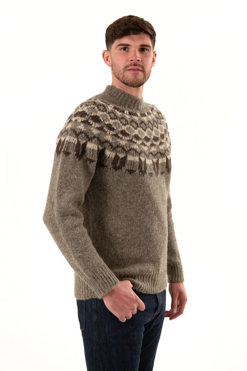 Mens Fair isle Brodgar Yoke Jumper - Oyster