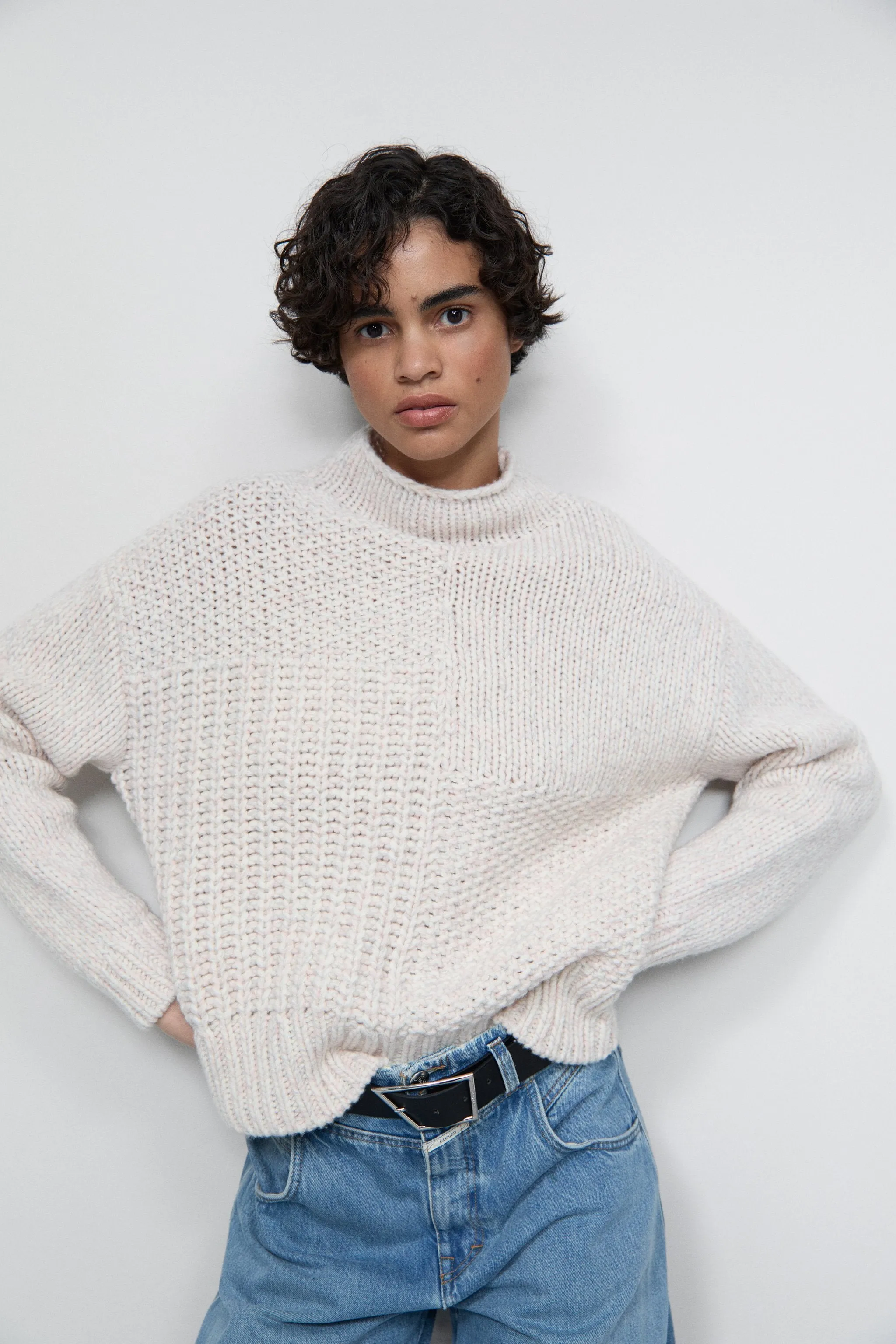 Mouliné Knitted Jumper - English Rose