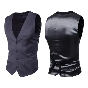 Slim Fit Single Breasted Vest Black