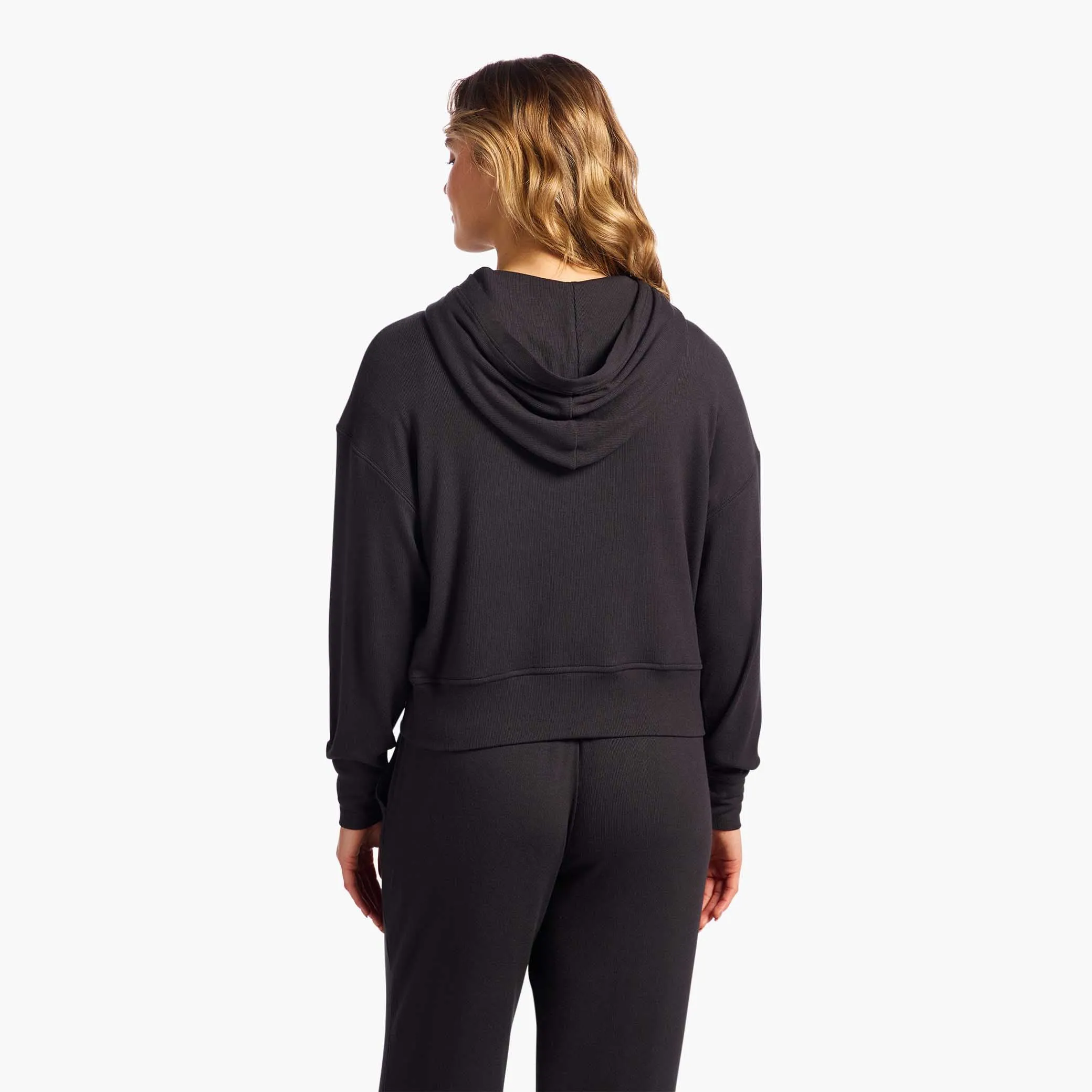 Slinky Rib Hoodie | Black