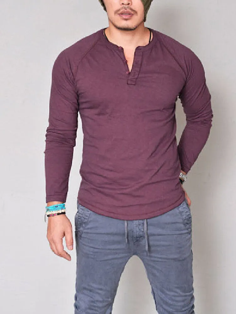 Solid Color Long Sleeve Men's Tee