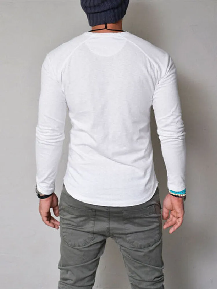 Solid Color Long Sleeve Men's Tee