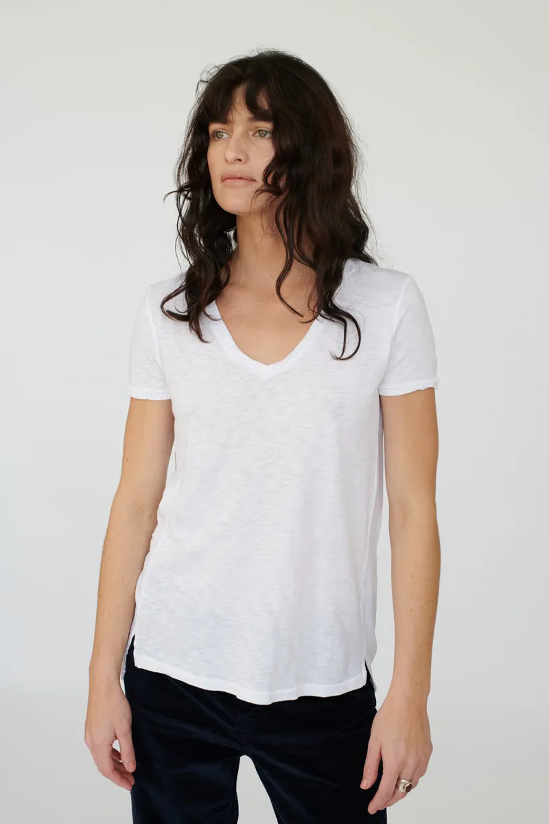 Stateside Supima Slub Short Sleeve V-Neck T-Shirt in White