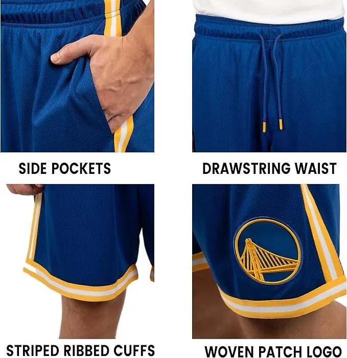 Ultra Game NBA Official Men’s Slam Active Basketball Training Shorts - Unisex, Golden State Warriors, Team Color|Golden State Warriors