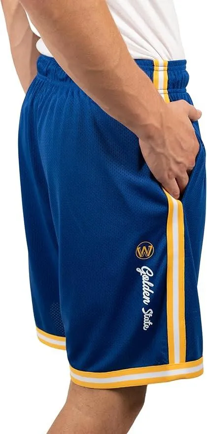 Ultra Game NBA Official Men’s Slam Active Basketball Training Shorts - Unisex, Golden State Warriors, Team Color|Golden State Warriors