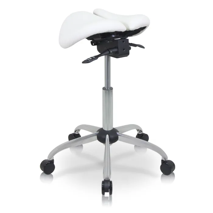 USA Patented Twin Tiltable Saddle Stool with Adjustable Seat Width and Center Gap [GENUINE LEATHER]