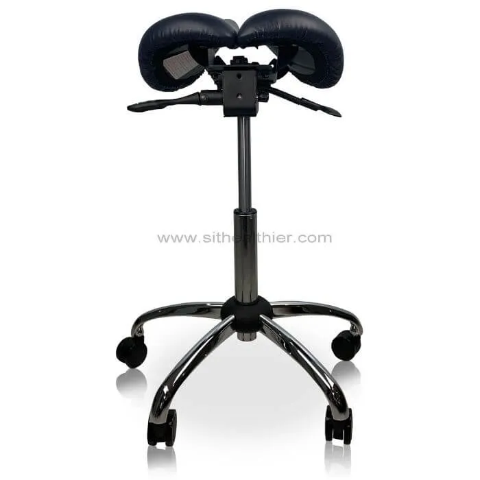 USA Patented Twin Tiltable Saddle Stool with Adjustable Seat Width and Center Gap [GENUINE LEATHER]